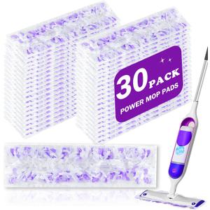 30 Pack Disposable Power Mop Pads for Swiffer Power Mop - 5X Cleaning Power Multi-Surface Floor Cleaning Mop Pads, Compatible with Swiffer Wet Pads Refill, 12 Layers Thickened Durable