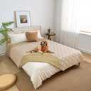 Fuguitex Waterproof Dog Blanket Reversible for Small Dogs Resistant Leakproof Washable Couch Cushion Bed Protector Cover for Indoor Furniture Pet Friendly（82"*102",Beige+Taupe)