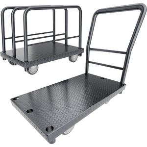 Panel Cart 2in1 Drywall Cart 38" x 24" Platform Truck 2500 lbs Capacity Flatbed Cart with 1Front and 3 Side Handrails& Swivel Casters