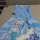 Disney Frozen Elsa Toddler Girl Dress Light Blue Ruffle Sleeve Casual Summer Smocked Sundres Kids Birthday Party Outfits Clothes 4-5T
