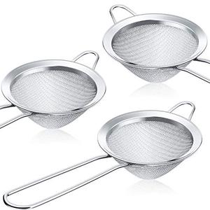 Patelai 3 Pieces Tea Strainers Cocktail Strainer Stainless Steel Fine Mesh Strainer Colander Conical Food Loose Tea Filter Practical Bar Colander Tool