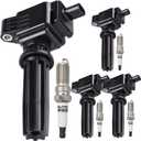 UF670 Ignition Coil Pack 31316353 and Iridium Spark Plugs Set Of 4 Fit For Ford Focus Fusion Explorer Edge Escape Mustang EcoSport Taurus 2012-2020&Land Rover 2012-2017&Lincoln 2013-2020 2.0L 2.3L L4