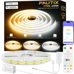 PAUTIX CCT COB LED Strip Light White Tunable 3200LEDs,CRI90+ 16.4ft/5m Dimmable 2700K-6500K 24V LED Tape Lights Kit,Work with Alexa/Google Assistant,for Under Cabinet Bedroom Kitchen DIY Lighting PAUTIX CCT COB LED Strip Light White Tunable 3200LEDs,CRI90+ 16.4ft/5m Dimmable 2700K-6500K 24V LED Tape Lights Kit,Work with Alexa/Google Assistant,for Under Cabinet Bedroom Kitchen DIY Lighting