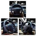 Valleycomfy Microfiber Leather Steering Wheel Cover Universal 15 inch (Black) (Medium(Standard) Size[14.5"-15"])
