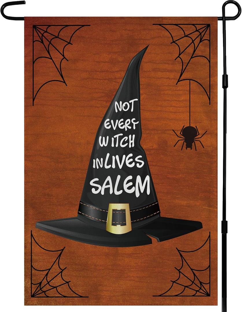 2 x Halloween Decorations Outdoor - Feminist Witch Hat Halloween Garden Flag | Halloween Decor Party Favors Supplies Double Sided Backdrop Banner | Halloween Accessories Outdoor Outside Decor for Garden Yard Porch Patio Lawn