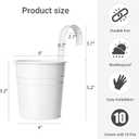 Dahey 10 Pcs Hanging Flower Pots Metal Iron Bucket Planter for Railing Fence Balcony Garden Home Decoration Flower Holders with Detachable Hooks, White, 5 inches