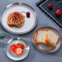 Steel Plates 2 Set 8 Inch Metal Round Dinner Plate Dishes for Serving/Snack/Camping, Dishwasher Safe Metal Dinner Plate