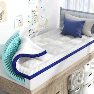 BEDELITE Full XL Memory Foam Mattress Topper Dual Layer
College Dorm Room Essentials for Students Back to School, 2 Inch Pillow Top Mattress Pad and 2 Inch Gel Memory Foam