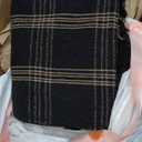 Plaid Black & Tan Fringed Woven Cotton Blend Throw (One Size)