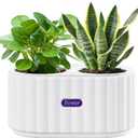HOSUN 4-Inch Self Watering Planter, Dual Chamber Plastic Plant Pot with Drainage & Wick, Low Maintenance Indoor Flower Pot for Succulents, Aloe Vera, Herbs (White)