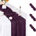 3 Pack Dark Purple Cheesecloth Table Runner, 17 x 108 inch, Semi Sheer Boho Cheese Cloth Fabric Table Runner Bulk for Wedding , Birthday, Party, Holiday, Home Decor (Dark Purple)