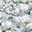 Flower Wall Backdrop, Artificial Floral Gorgeous 5D Silk Luxury Floral Backdrop Decor for Wedding Celebrations, Festive Party and Home Decorating, Quick Assembly and Storage, 4ftx8ft, White Rose.
