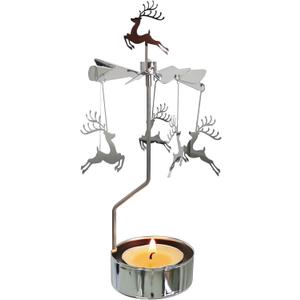 kingnero Rotary Candle Holder Spinning Candleholder Tea Light Candle Powered Carousel Small Gift (Reindeer)