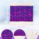 Senker Fashion Winter Kids Hat and Gloves Set for Boys Girls Toddler Pompom Knit Thick Warm Fleece Lined Cold weather (Pink Purple)