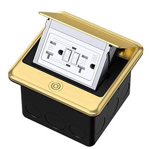 KYHSHJ Pop Up Floor Electrical Outlet with 20 Amp Stainless Steel GFCI Tamper Receptacle Outlet， Corrosive Resistant Hardware，ETL Listed,Brass