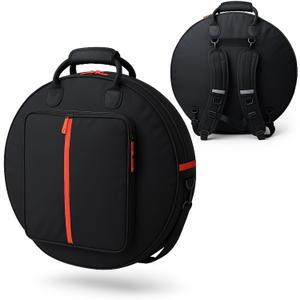 Professional 24" Cymbal Bag 6- Pack with Padded Dividers - Puncture-Resistant Bottom, with Commercial YKK Zippers with drums sticks, accessories pocket (Rucksack)
