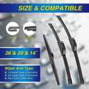 5 PLUS Silicone Windshield Wipers Replacement for Chrysler Pacifica 2017-2024, Chrysler Voyager 2020-2024 Wiper Blades(Set of 3),Automotive Replacement Windshield Wiper Blades For My Car-26"/20"/14"
