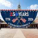 3 x US Patriotic Bunting Flag 6 x 3 Ft, 250th Anniversary Half Circle Banner, Fade Resistant Fourth of July Decor for Independence Day, Memorial Day, Indoor Outdoor Porch Wall Decoration