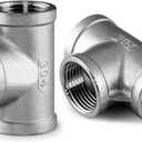 Beduan 3/4" Tee Female NPT T Shaped 3 Way Cast Pipe Fitting - Stainless Steel 304 (Pack of 2)