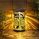 Glooglitter 2 Pack Tiki Solar Lanterns Tiki Bar Light Decor Hawaiian Tropical Luau Party Decorations Outdoor Waterproof Hanging Lantern Metal Hollowed Out Decor for Tropical Aloha Garden Patio Lawn
