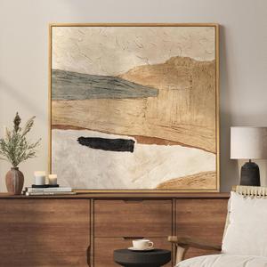 Framed Neutral Abstract Wall Art, Large Modern Canvas Prints Paintings Artwork for Walls, Minimalist Earth Tone Abstract Pictures for Living Room Lounge Dining Bedroom Office Wall Decor 30x30 In