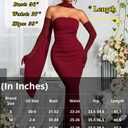 ChiaoLezhee Women's Bodycon Dress with Scarf & Gloves, Tube Ruched Slit Maxi Elegant Dress Set for Evening Party (Red, L)