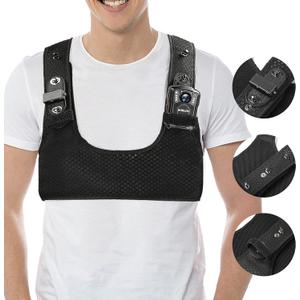 BOBLOV Body Camera Chest Mount, Dual Shoulder Vest, Harness - Durable Compact Velcro Wearing With Adjustable Size, Support Max 1.2m/3.9ft and Min 1.1m/3.6ft Chest Size