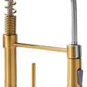 GIMILI Kitchen Faucet with Pull Down Sprayer Single Hole Stainless Steel Sink Faucet, Suitable for Farmhouses, RV, Laundry Room, Outdoor, and Campers. Llave para fregadero de cocina Brushed Gold