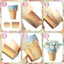 Cinnvoice 6 Pcs Wooden Centerpieces for Tables Baby Shower Decorations Tabletop Boxes Party Favor for Birthday Baby Shower Wedding Garden Tea Party (Ice Cream)