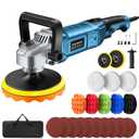 Buffer Polisher Kit for Car - 1600w 6/7 Inch Rotary Polisher Buffer Waxer,7 Variable Speed 1000-3300rpm,Detachable Handle Buffing Machine for Car Boat Sanding Polishing Waxing (Blue)