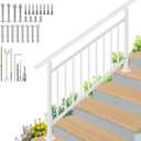 Upgrade White Adjustable 5 Steps Handrail, 65"x38" Stair Railing Kit, Railings for Stairs Indoor and outstair, Hand Rails for Porch Railing, Deck Hand Railing, 5 Steps Handrails for Outdoor Steps