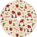 Gnomes Holly Berry Baubles Christmas Tree Skirt Large Xmas Tree Skirts Decorations 48 in Burlap Tree Mat Cover for 4 ft Trees Holiday Party