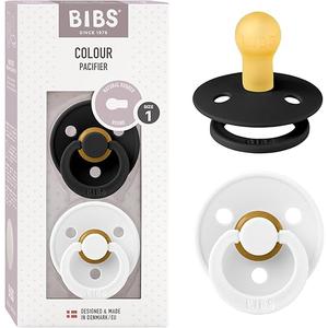 Bibs Pacifiers Color Collection, Set of 2 BPA-Free Latex Pacifiers Made in Europe, Round Nipple Baby Pacifier.