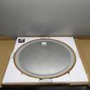 24 Inch Wood Bathroom Round LED Mirror with Lights Wood Frame Round Lighted Mirror for Bathroom Wall Round Vanity Lighted Mirrors 3 Color Dimmable Anti Fog Bathroom Circle Smart Light up Mirror