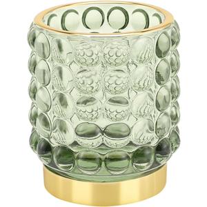 DASITON Makeup Brush Holder Organizer, Crystal Cosmetic Make Up Brush Holder, Glass Makeup Brushes Storage Organizer, Vintage Make Up Cup Desk Pen Pencil Holder, Toothbrush Holders (Green S)