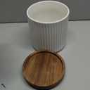 DOWAN 360 Rotating Extra Large Cooking Utensil Holder, 7.6" Kitchen Utensil Holder for Countertop, Utensil Crock for Farmhouse Kitchen Decor, Ceramic Stable Utensil Caddy, White Stripes