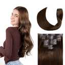 Clip in Hair Extensions Real Human Hair Dark Brown Seamless Clip In 100% Remy Hair Extensions PU Skin Weft Add Volume Thick&Invisible #2 22Inch 120G 8PCS