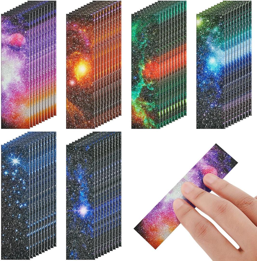 72 Pcs Anxiety Sensory Stickers Mental Health Stickers Fidget Textured Strips Toys Anti Stress Tactile Rough Calm Items Adhesives Anxiety Relief for Adults Teens Desk(Galaxy Style)