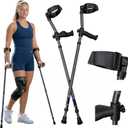 in-Motion Forearm Crutches | Spring Assist Crutches for Adults | Walking Crutch with Ergonomic Handles | Articulating Tips | Size Tall (5'3" - 6'8") | Lightweight & Durable | Charcoal | 350lb Capacity