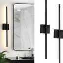 Wall Sconces Set of Two, 28 Inch Dimmable LED Wall Sconce Modern Black Sconces Set of 2 for Bathroom, Living Room, Bedroom, Hardwired 3000K (2 Pack)