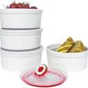 Ramekins 16 oz Oven Safe, Creme Brulee Ramekins with Lids, White Ceramic Souffle Dishes Ramekin, Mini Baking Bowls with Cover Set of 2, Ramekin Assorted Sizes - Dishwasher and Oven Safe