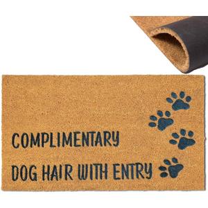 Assaoy COMPLIMENTARY Dog Hair with Entry Funny Door Mats Outside Coir Doormat for Home Entrance,Front Door mat,Indoor Entrance Embroidered Welcome Rubber Rugs Home Christmas Decor 30x 18