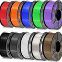 TECBEARS PETG Filament 1.75mm, 3D Printer Filament Bundle 10KG, 1kg per Spool, 10 Colors, Black+Transparent+White+Blue+Green+Orange+Red+Grey+Purple+Brown