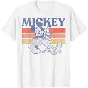 Disney Mickey and Friends Mickey and Pluto Retro Line T-Shirt, Small