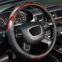 ZHOL Wood Grain Steering Wheel Cover, Universal 15 inch Microfiber Leather Anti-Slip Steering Wheel Protector, Odorless (Standard size[14 1/2''-15''])
