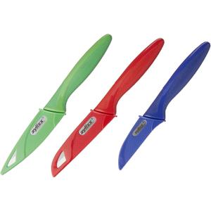 Zyliss 3 Piece Peeling & Paring Knife Set with Covers - Kitchen Knives for Fruits & More - Ideal for Kitchen Collections - Blue, Green, & Red