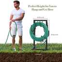 Winpull Garden Hose Holder, Metal Freestanding Hose Stand with 4 Spikes, Holds up to 150FT Hose, Sturdy Hose Reel Alternative, Heavy Duty Hose Storage for Outside Yard Lawn