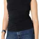 Amazon Essentials Women's Slim-Fit Sleeveless High-Neck Top (Large, Black)