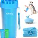 Dog Paw Cleaner Kit for L/XL Dogs - Quick Clean No Full Bath, 2-in-1 Paw Wash Cup with Detachable Silicone Brush Head, Includes Bath Brush & 3 Absorbent Towels, Blue