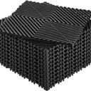 VEVOR Interlocking Drainage Mat, 12 x 12 Modular Interlocking Cushion, 12 Pcs Splicing Drainage Mats, Non-Slip PP Drainage Floor Tile and Shower Mat, for Garage, Garden, Kitchen & Outdoor, Black